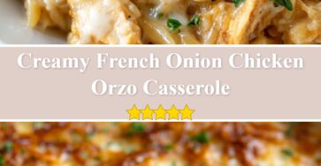 French Onion Chicken Orzo Casserole