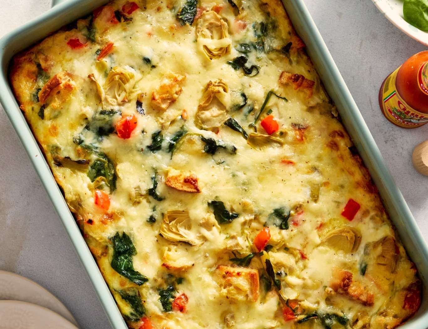 Overnight Artichoke & Spinach Egg Bake suggested serving